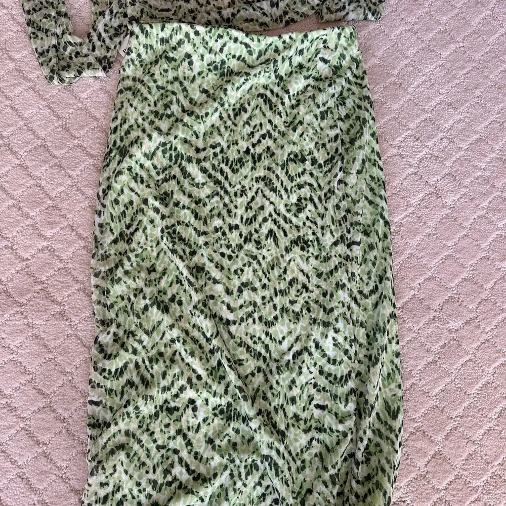 Bar III Green Animal Print Matching Skirt Set NWT XS